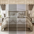 thumbnail image 5 of Nanshing Home 15 Piece Beige Damask Jacquard Comforter Set, King Size, Room in a Bag, Matching Bedskirt, Flat Sheet, Fitted Sheet, Pillow Shams, Curtains, 5 of 9