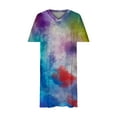 thumbnail image 4 of Usmixi Dresses for Women 2023 Fashion Plus Size Pocket Swing Tunic Tshirt Midi Dresses Short Sleeve V-Neck Tie-Dye Print Summer Knee-Length Formal Dress Blue xxl Under $5, 4 of 5