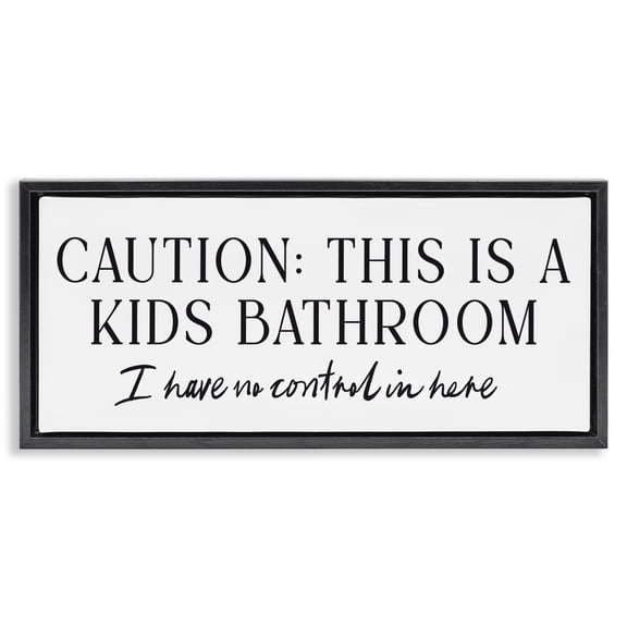 Stupell Industries Farmhouse No Control Kid's Bathroom Black Floating Frame Canvas Art, 25 x 11, by Lettered and Lined