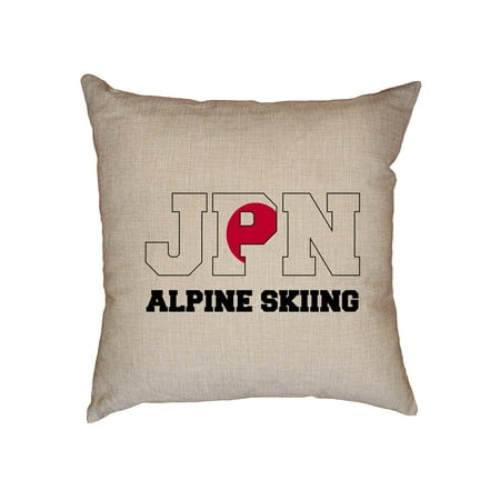 Japanese Alpine Skiing - Winter Olympic -JPN Flag Decorative Linen Throw Cushion Pillow Case with