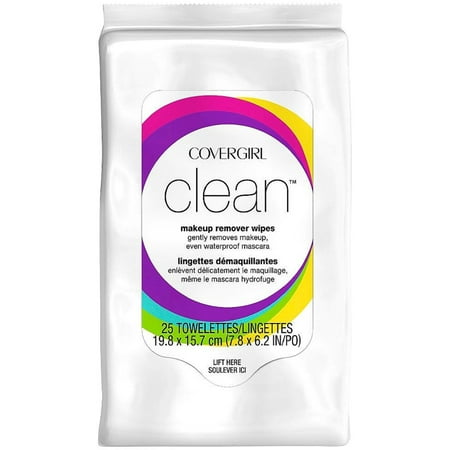 CoverGirl Clean Makeup Remover Wipes, 25 sheets