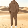 thumbnail image 4 of Garbnen Fleece Mens Sweat Suits 2 Piece Set Casual Solid Hoodie & Sweatpants Set Workout Athletic Warm Plush Jogging Suits for Men Coffee, 4 of 6