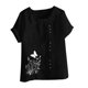 thumbnail image 4 of Vestidos Casuales Para Mujer, Blusas De Mujer De Moda Blusa informal de lino con cuello redondo, manga corta y botones para mujer, 4 of 4