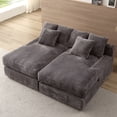 thumbnail image 6 of Aukfa 75" Double Chaise Lounger Oversized Loveseat Sofa for Living Room, 6 Pillows, Corduroy, Gray, 6 of 10