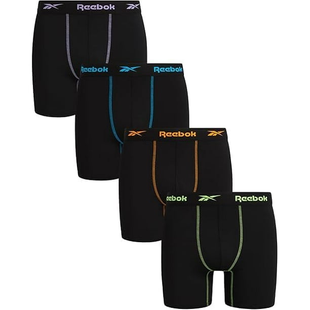 Paquete de 4 Bóxers Tipo Brief Reebok para Hombre con Entrepierna de 15 cm Talla Pequeña Negro