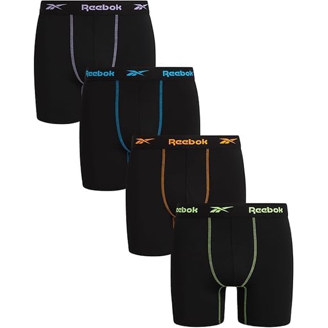 Paquete de 4 Bóxers Tipo Brief Reebok para Hombre con Entrepierna de 15 cm Talla Pequeña Negro