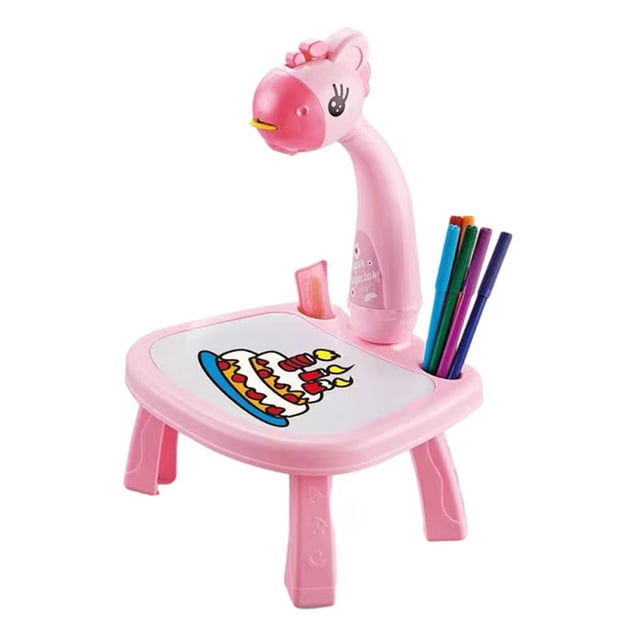 Kids' Educational Smart Projection Drawing Table Set - Over 3 Years Old, 36 Patterns, 12 Colored Pens, Drawing Book & Eraser Included, ABS Material, Flexible Rotating Projector, Dual Painting Modes