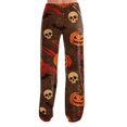 thumbnail image 4 of IYYVV Halloween Pajama Pants for Women Stretch Drawstring Lounge Pants Casual Pumpkin Ghost Printed Wide Leg Pjs Bottoms Orange L, 4 of 4