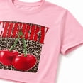 thumbnail image 4 of Women’s Cherry Leopard Graphic T-Shirt, Short Sleeve Crew Neck Tee, 4 of 9