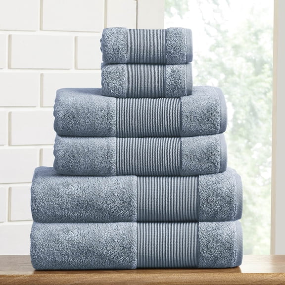Modern Threads Aircloud 6-Piece Cotton Adult Bath Towel Set, Blue