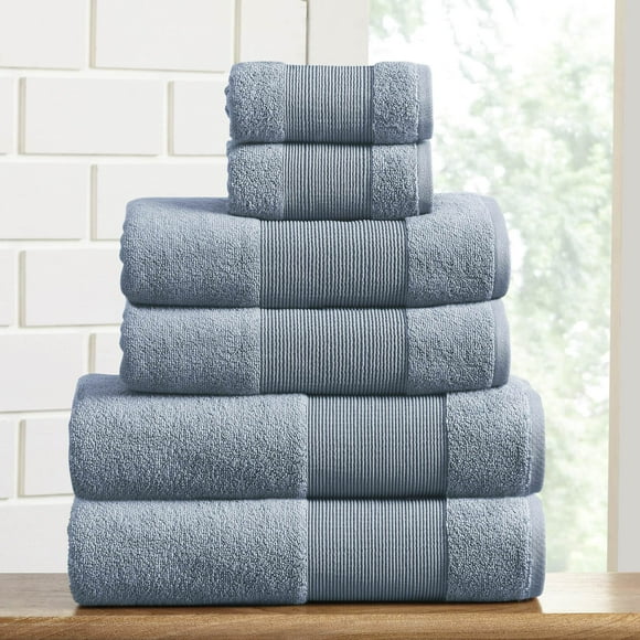 Amrapur Overseas Air Cloud 100-Percent Combed Cotton Towel Set, 6-Piece, Blue