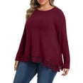 thumbnail image 3 of Cueply Womens Plus Size Tops Long Sleeve Shirts Crewneck Lace Tunic Blouses XL-4XL, 3 of 6