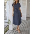 thumbnail image 4 of Blue Dress With Belted Waist And Short Sleeves, 4 of 30