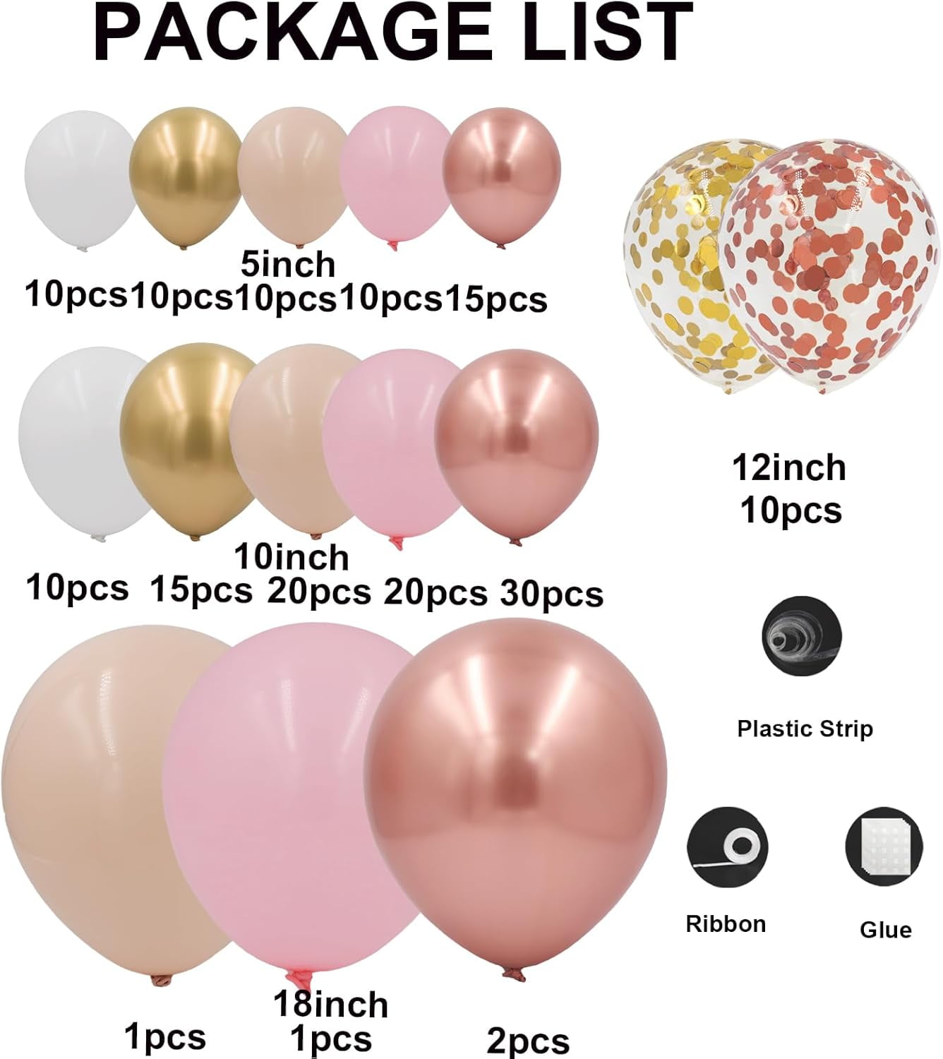 Red White and Blue Balloons Garland Arch Kit 164pcs Balloons Different Sizes 5 10 12 18inch with Confetti Balloons for Labor Day 4th of July Baseball Birthday Party Decorations