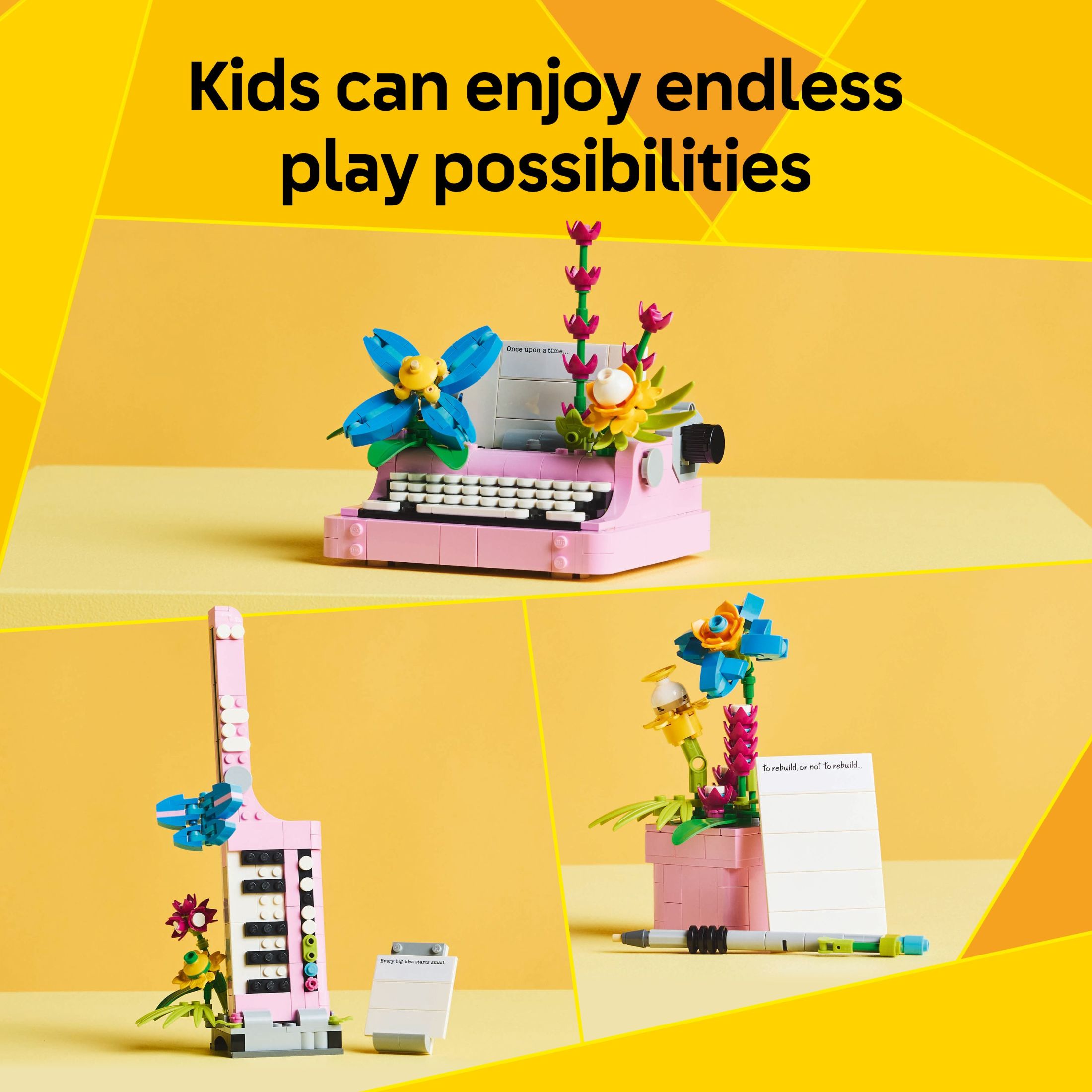 LEGO Creator 3 en 1 Máquina de Escribir con Flores - Juguete de Construcción con 3 Opciones: Máquina de Escribir, Maceta con Bolígrafo y Cuaderno, o Keytar - Regalo de Cumpleaños para Niñas y Niños - 31169 4