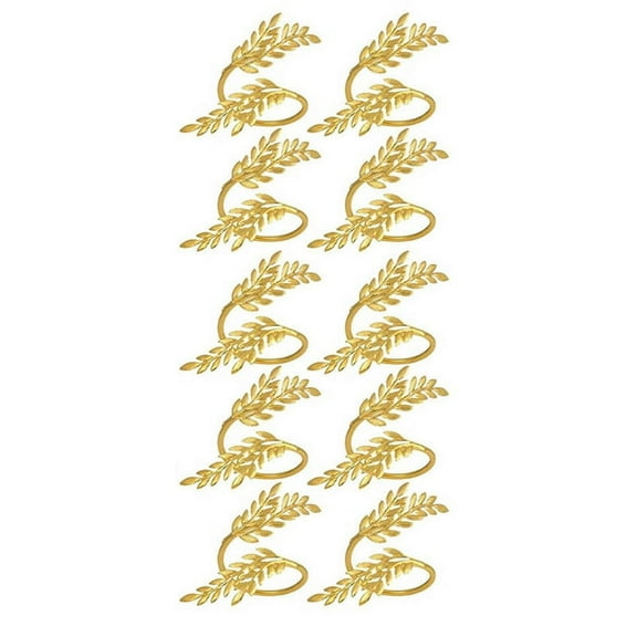 10pcs Gold Napkin Rings, Leaf Napkin Rings, Metal Napkin Holders for Christmas Wedding Birthday and Any Event Decoration