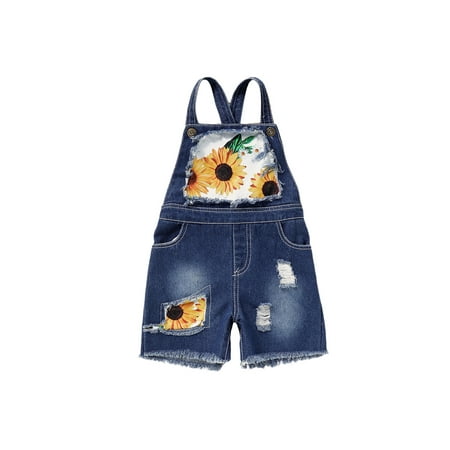 

FINELOOK Girls Casual Suspender Trousers Square Collar Sleeveless Denim Cloth Overalls