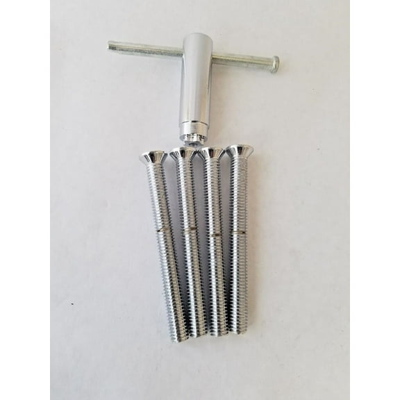 4 Chrome Screw Bolt Center Cap Locks CONICAL SEAT Head 8MM 1.25 RH & 1 Key Tool C47021