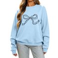 thumbnail image 2 of Bow Knot Crewneck Sweatshirt For Women Fall Fleece Lined Long Sleeve Cute Casual Loose Pullover Tops, S-XXL, 2 of 6