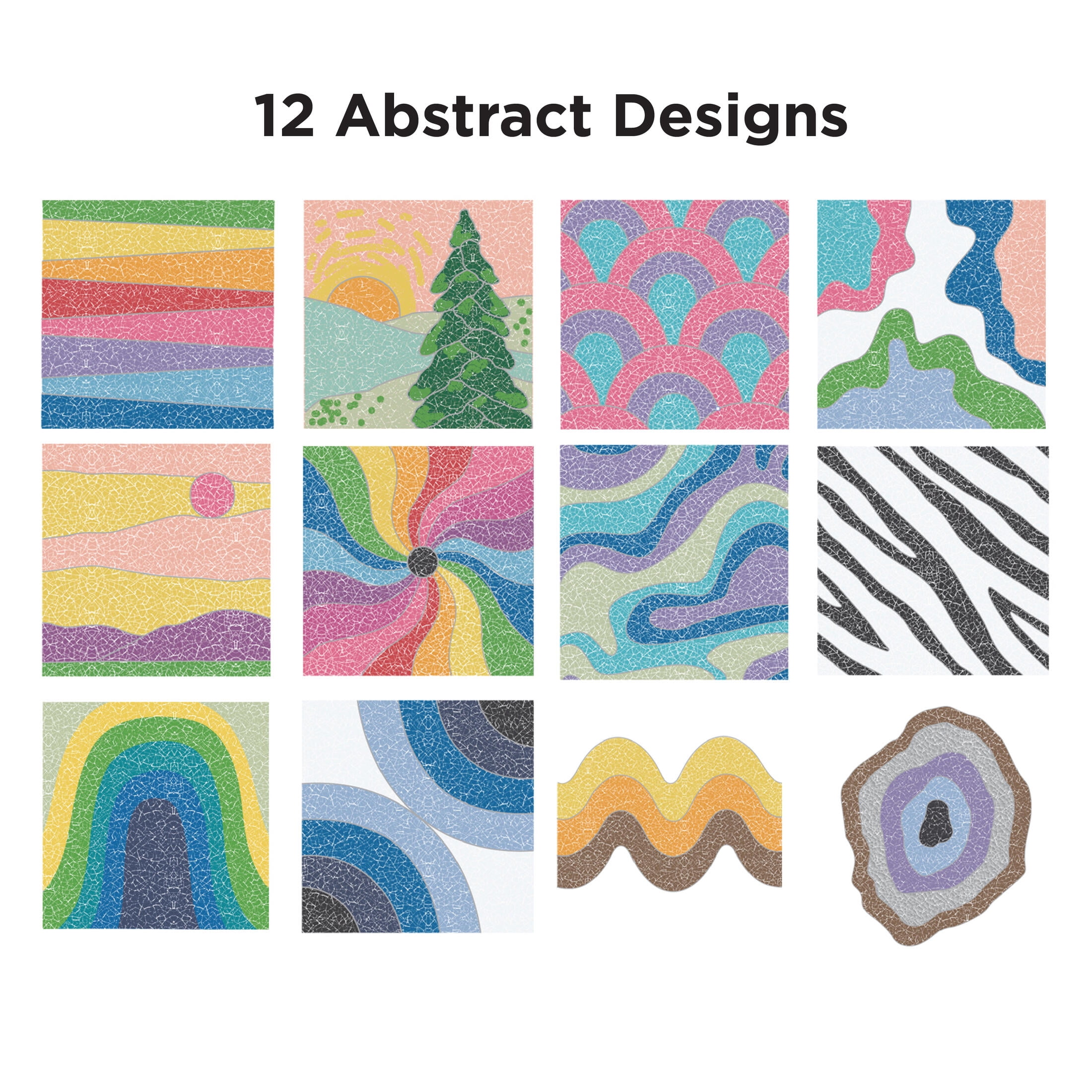(3 pack) Plaid Fragment Effects Abstract Pattern Pack with 12 Pattern Motifs, Abstract and Geometric Designs