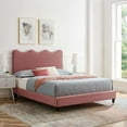 thumbnail image 2 of Platform Bed Frame, Twin Size, Pink, Velvet, Bedroom, Modern Contemporary Boutique HB35276, 2 of 12
