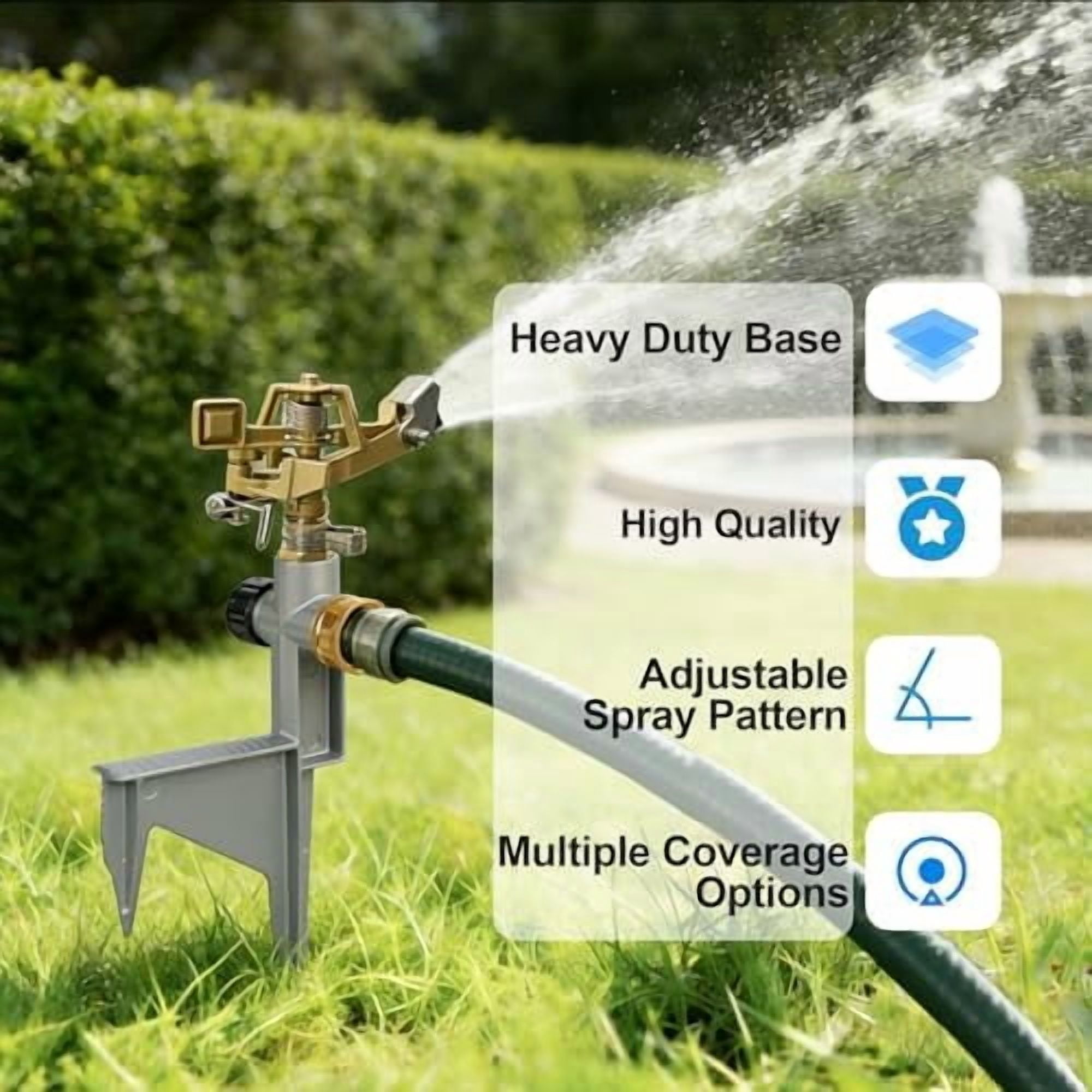 Tekola 2 Pack Zinc Alloy Impact Sprinklers for Yard, Stainless Steel Pulsating Water Sprinkler Head on Spike Base, Adjustable Water Sprinklers for Large Area Patio Lawn Garden Irrigation