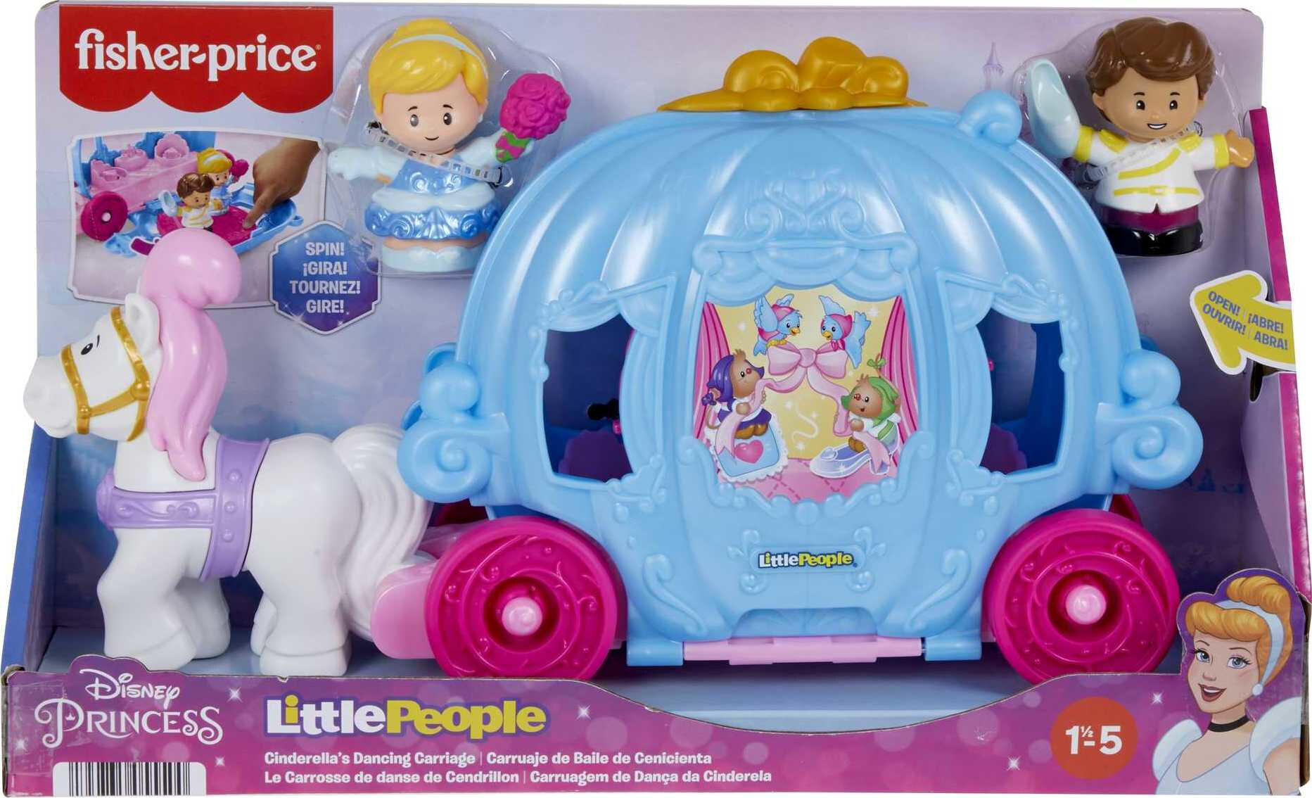 Disney Princess Cinderella’s Dancing Carriage Little People Toddler Playset with Horse & Figures - image 6 of 6