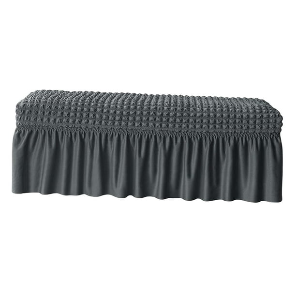 Funda de banco de seersucker, funda de banco, diseño de falda, funda rectangular larga para silla Gris oscuro