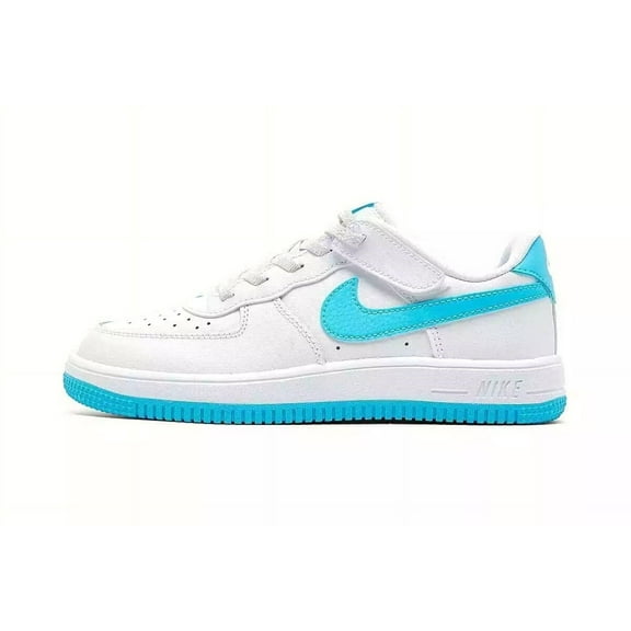 Little Kid's Nike Force 1 Low EasyOn Wht/Aquarius Blue-Wht (FN0237 107) - 12