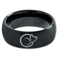 thumbnail image 2 of Tungsten Cat Love Cats Lover Kitten Kitty Feline Band Ring 8mm Men Women Comfort Fit Black Dome Brushed Polished, 2 of 4
