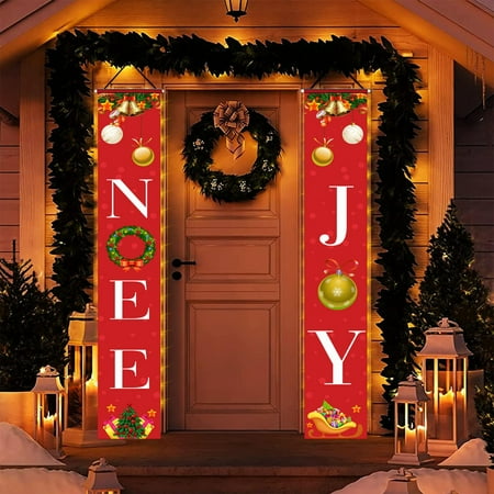 

Stain Glass Panel Vintage Christmas Decoration Couplets Curtain Hanging Cloth Party Hanging Flags