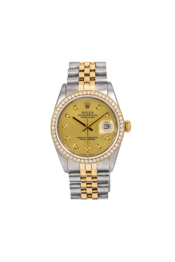 Pre-Owned Rolex Datejust 16013 36mm Champagne Diamond Dial Two-Tone Bracelet Watch