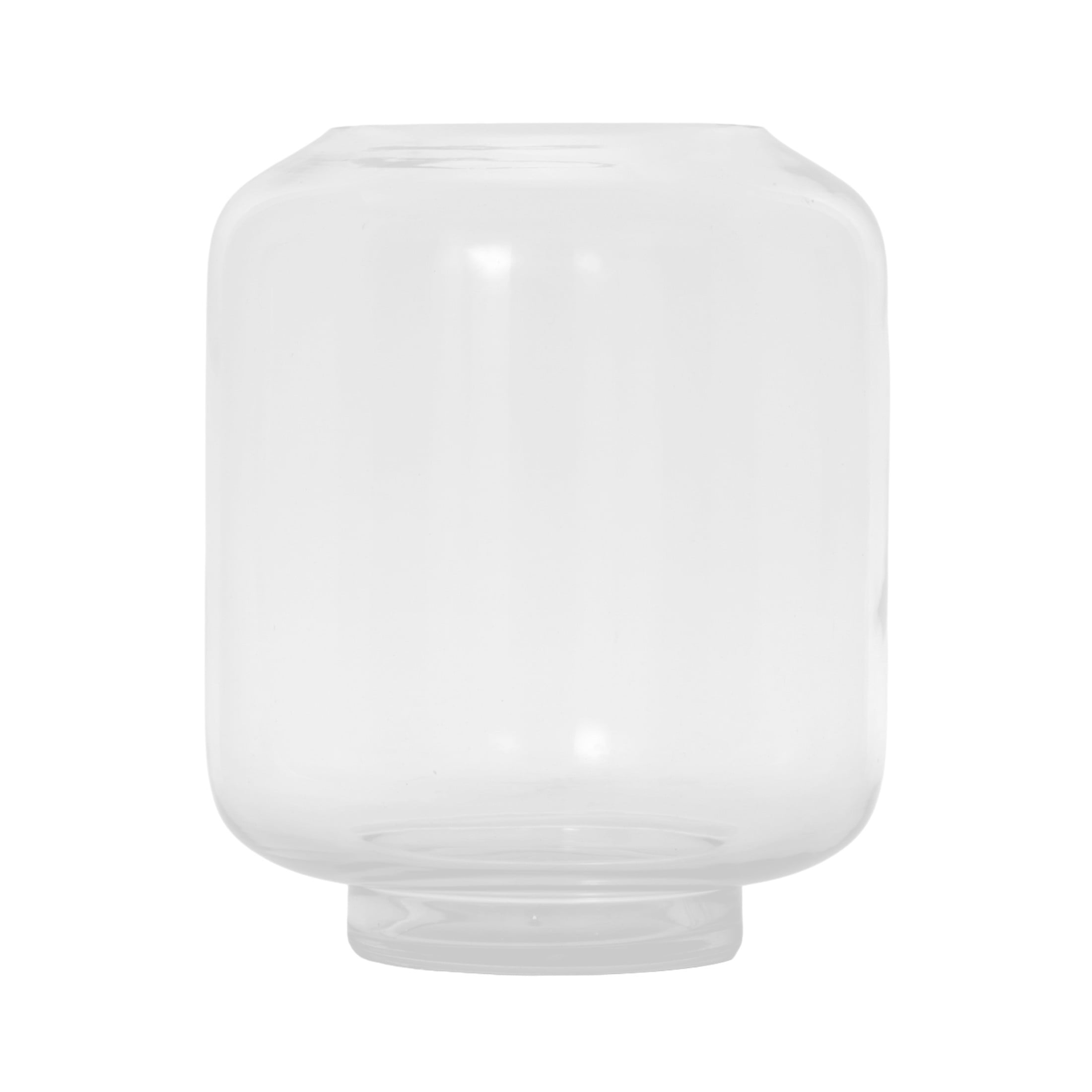 DecMode Glass Wide Hurricane Lamp with Elevated Base