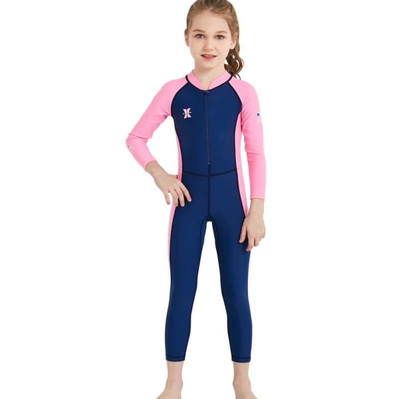 Youth Girls Boys One Piece Water Sports Sun Protection Rash Guard UPF 50 Long Sleeves Full Suit Swimsuit Wetsuit Swimwear 