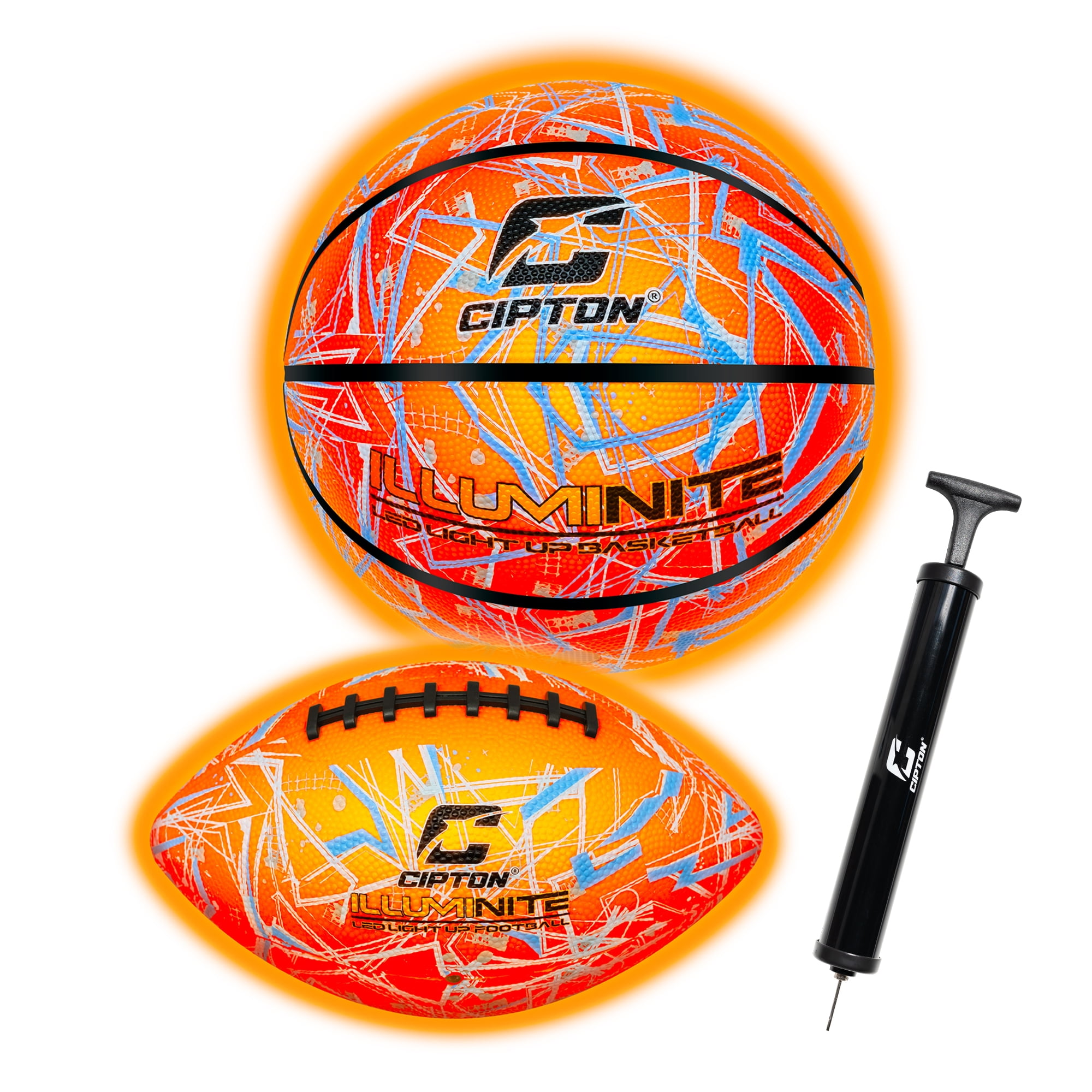 Cipton Basketball and Football LED Light Up Combo Pump Included
