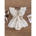 thumbnail image 4 of xiaxaixu Barboteuse Fille, Manches Volantes Col Carré Volant Dentelle Robe Courte d'Été avec Boutons à l'Entrejambe, 4 of 8
