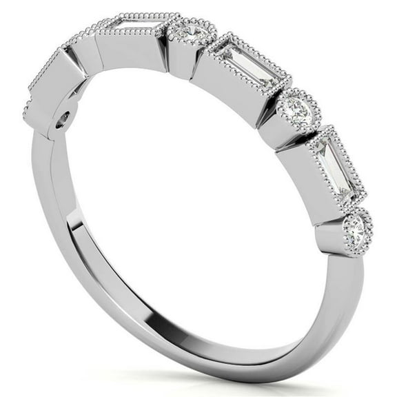 Elegant Lab Created Moissanite Ring with Milgrain and bezel Setting for Women