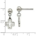 thumbnail image 5 of Stainless Steel Polished Cross Post Dangle Earrings Made In China sre909, 5 of 5