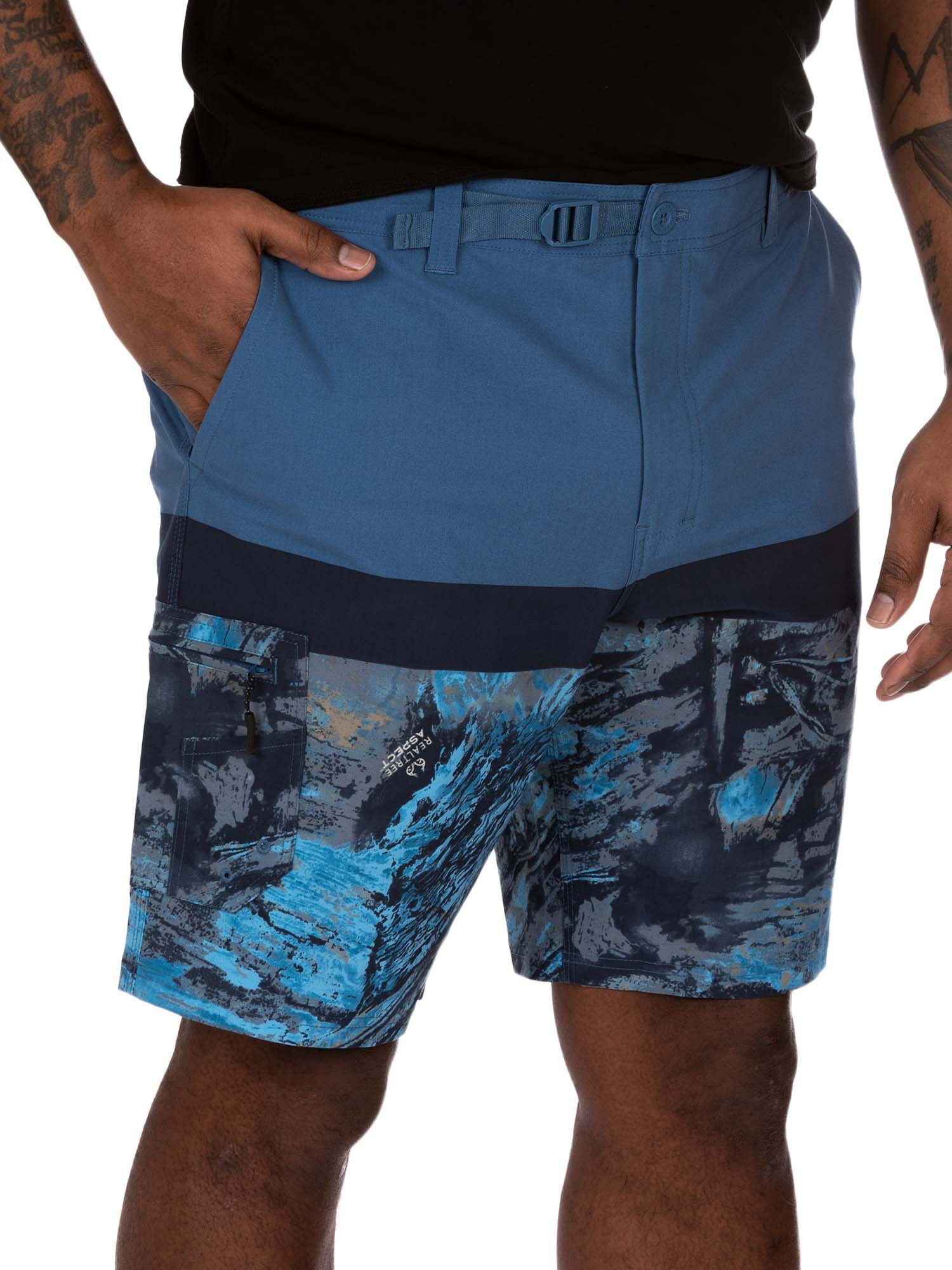 New Mens Large 36-38 Blue Woven Shorts Athletic Works Water Repellant 9" 