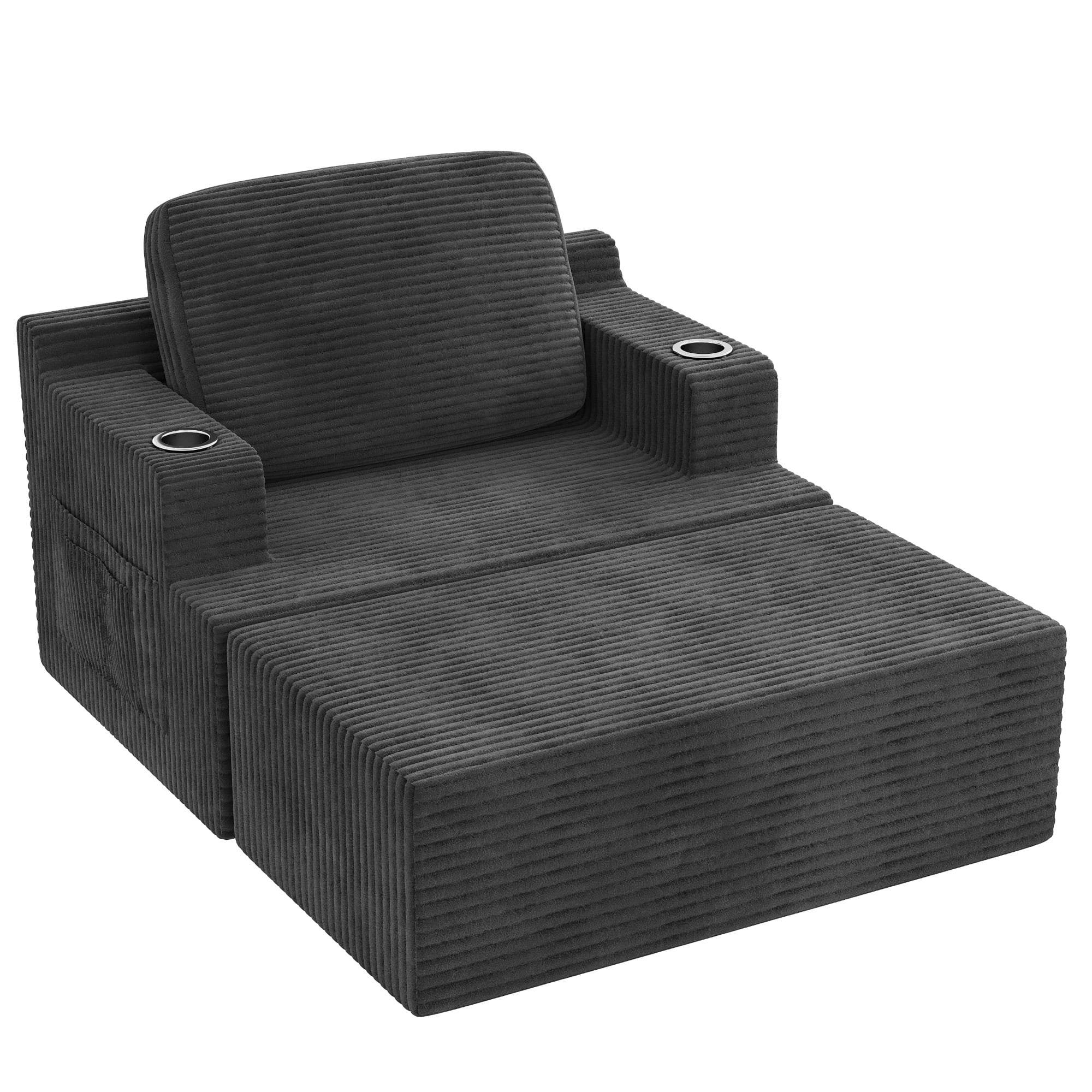 Homall Oversized Boneless Sofa Chair Deep Seat Sleeper Sofa Chaise Lounge Chair Indoor for living room,Black