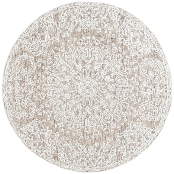 SAFAVIEH Ebony Adolf Floral Area Rug, Ivory/Brown, 6' x 6' Round