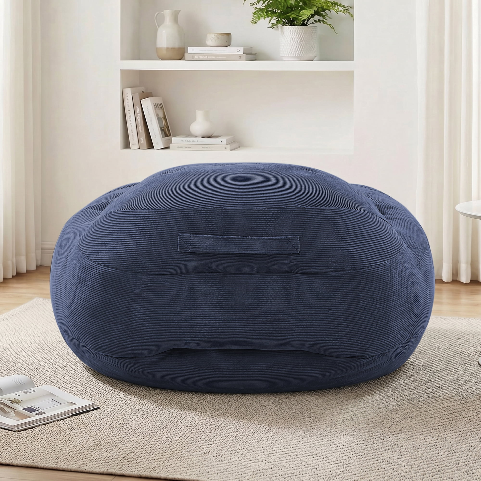 1PCS Kids Bean Bag Chair with Foam Filler, Corduroy Upholstered Bean Bag Sofa, No-Assembly Lazy Reading Chair