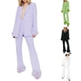 thumbnail image 4 of Txlixc Traje de 2 piezas para mujeres, cuello de solapa de color sólido Txlixc  moda, 4 of 4