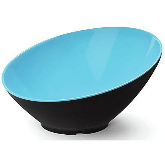 G.E.T. B-788-BL/BK Angled Cascading Serving Bowl for Salads, Rice and Dessert, 16 Ounce / 8", Black/Blue