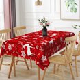 thumbnail image 3 of Duangreer Retro Red Plaid Christmas Rectangle Tablecloth, White Elk Poinsettia Print Waterproof Table Cover for Party Picnic Indoor Outdoor Decor, 60 x 84 Inch, 3 of 6