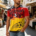 thumbnail image 2 of 2026 Soccer Cup Retro Jersey Henley for Men, Short Sleeve Button Neck Graphic Tee with Country Flag & Ball Print for Game Day & Summer Casual Yellow XL, 2 of 7