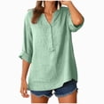 thumbnail image 6 of Paguaki Womens Tops V Neck Mid Length Sleeve Top Summer Top for Women Dressy Casual Solid Color Casual Blouse Shirt Top, 6 of 7