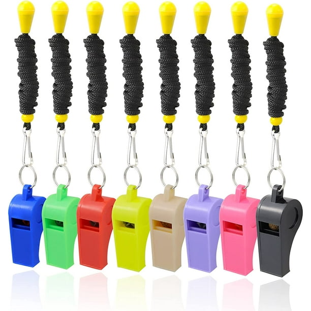 Plastic Whistles with Lanyard, 8 Pack Sports Whistle Bulk for Coach