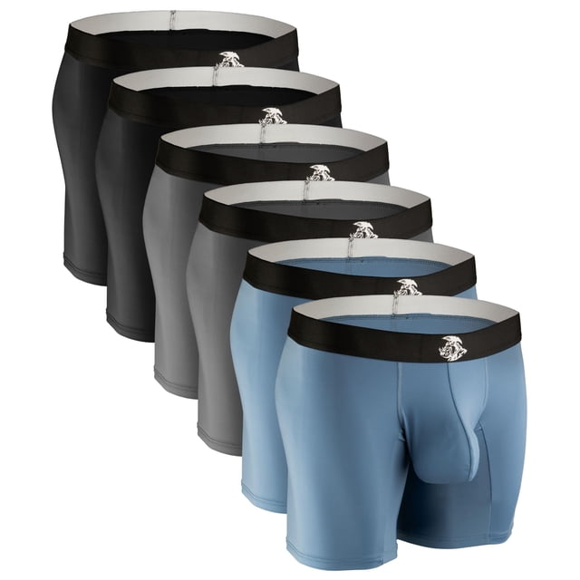 Boxers con Bolsa de Nylon para Hombres Reales, Anti-Rozaduras, Negro/Gris, Paquete de 6