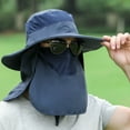 thumbnail image 3 of Sombrero de ala ancha con solapa de cuello desmontable y cubrebocas para hombre y mujer, ideal para pesca, viajes al aire libre, 3 of 7
